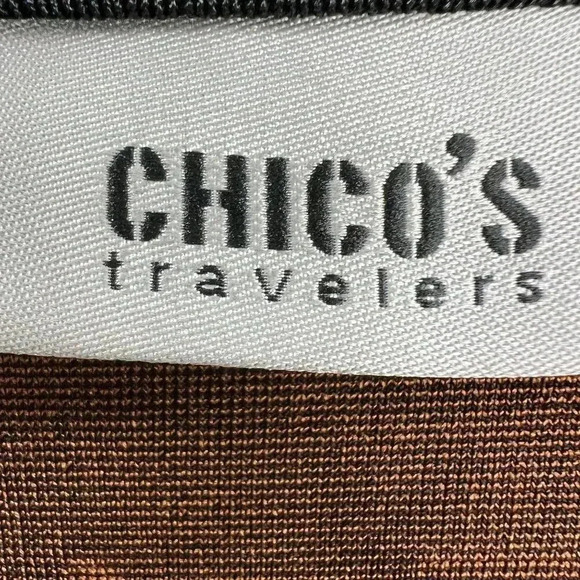 Chicos Travelers Large Mandarin Collar Shirt Vacation Gypsy Boho Thanksgiving - Picture 2 of 14